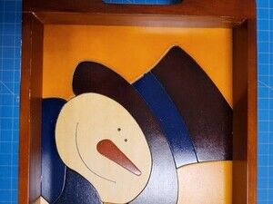 Prima Creations Wooden Tray Snowman Cardinal Winter Holiday Decor Serving Tray
